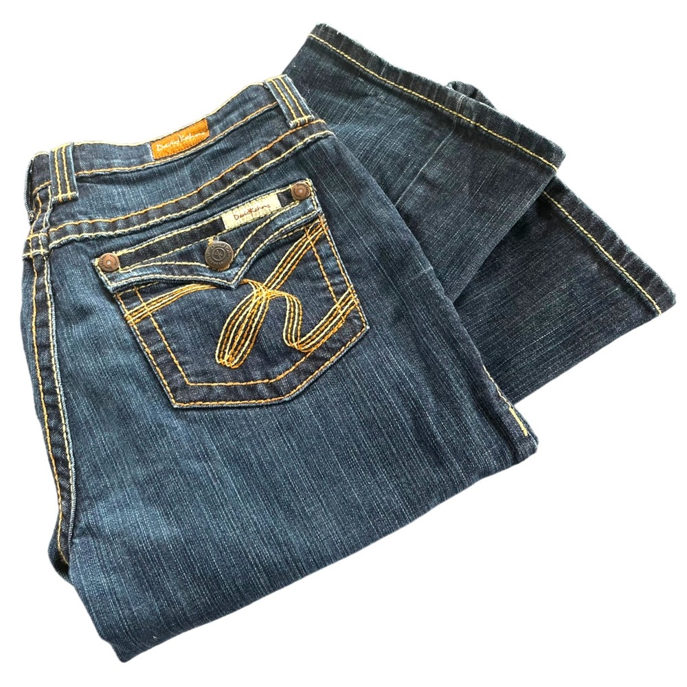 David Kahn Jeanswear Two Tone Heavy Stitching & Brass Hardware Jeans in Size 14